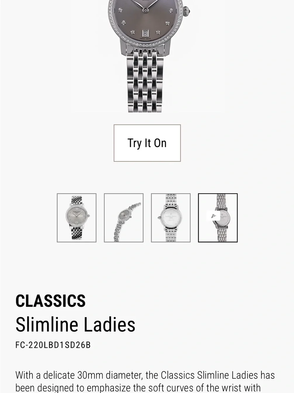 NWT Frederique Constant Classic Slimline  Ladies Diamond Watch